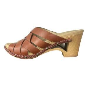 Dansko Tory Clogs Sandals Braided Brown Leather Size 39 8.5-9 US
